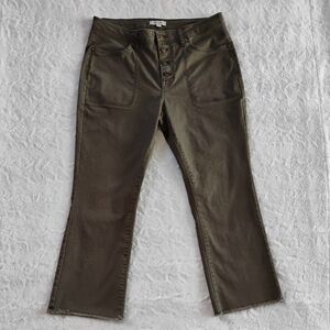 Frye And Co. Olive Green Raw Hem Button Fly Cropped Jeans
